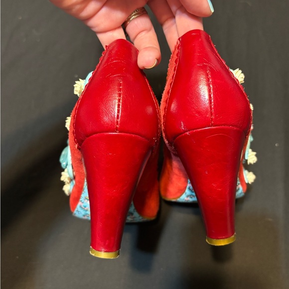 Irregular Choice Red and Blue Floral Heels - Picture 8 of 12